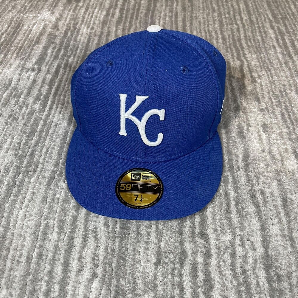 Kansas City Royals Hat Cap Fitted Mens 7 1/4 Blue MLB Baseball 59FIFTY New Era